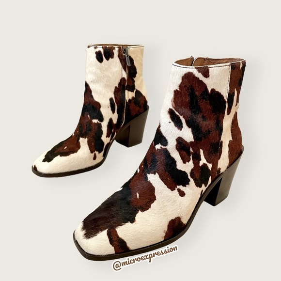 RARE Frye Georgia Short Cow Pattern Fur Leather Cowboy Pull On Western AnkleBoot - Picture 12 of 15